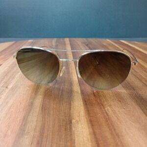 Warby Parker Barrow 2403 Gold Half Aviator Sunglasses Green Lens 54-21 145 Italy